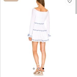 Caroline Constas Lennon Dress with Blue Embroidery